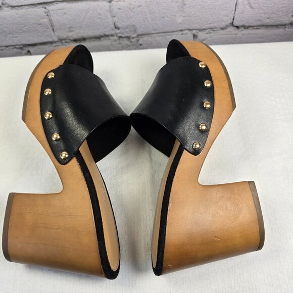CLOUD AIR BLACK LEATHER BLOCK HEEL MULES SIZE 7 EUC - Picture 4 of 10